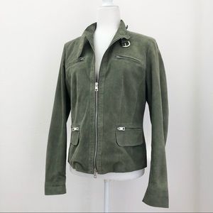 ⭐️Suprema Collection⭐️Green Italian Suede Leather Moto Fashion Jacket Coat Sz M